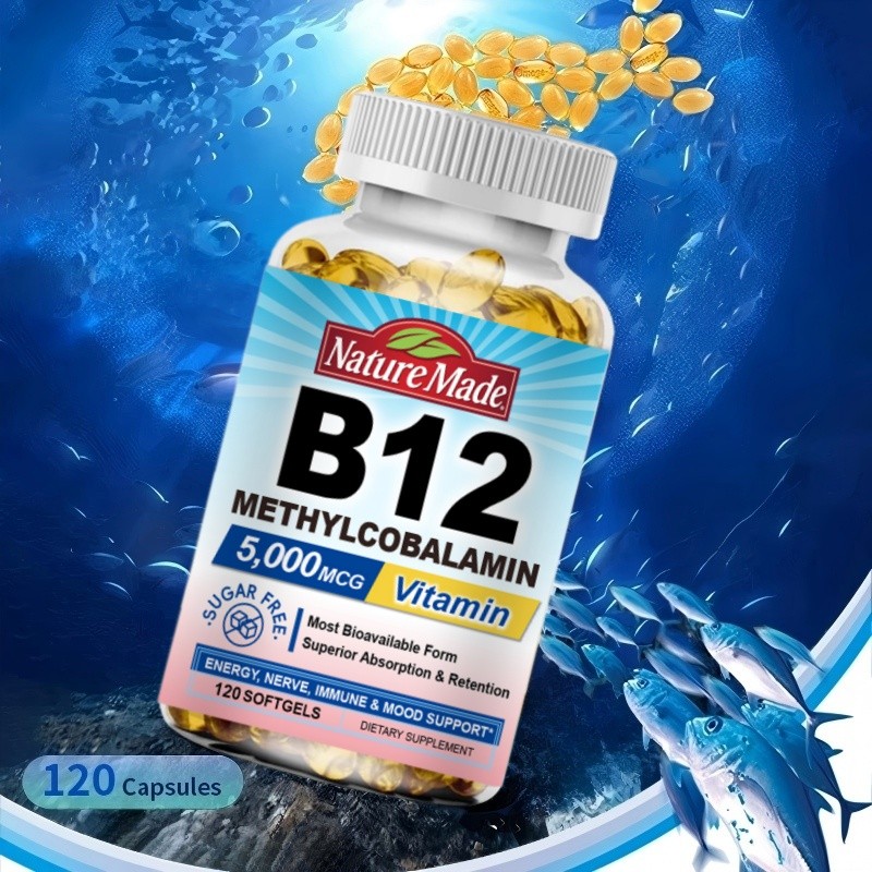 Nature Made B12 5000 MCG Kapsul untuk Energi, Stamina, dan Kesehatan Saraf Mengurangi Kelelahan dan 