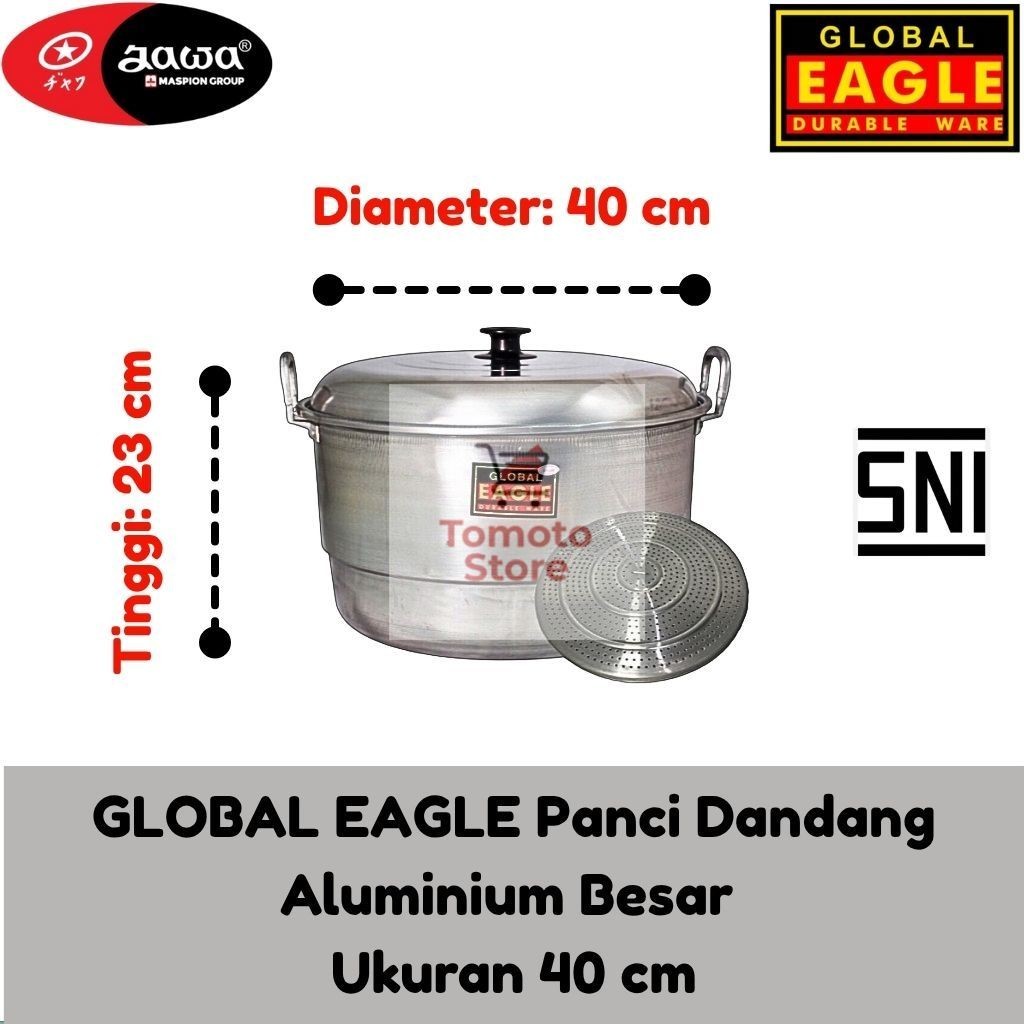 [ TOMOTOSTORE ] GLOBAL EAGLE Panci Dandang Aluminium Besar / Panci Kukus Besar Maspion / Panci Danda