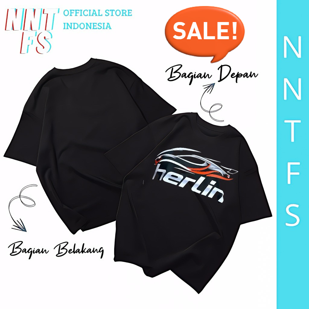 Kaos Pria NNTFS Semi Cotton 24's Atasan Baju Cowo - Herlin Garis Merah Hitam Navy Merah Putih