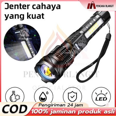 Senter Swat Police Terbaik Senter Led A76 Jarak Jauh 7 Mode Cahaya Senter Cas Usb