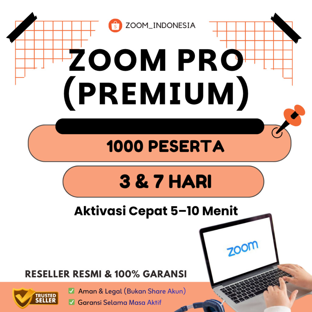Zoom Meeting Premium Pro 1000 Peserta 3 & 7 Hari Full Fitur Lengkap