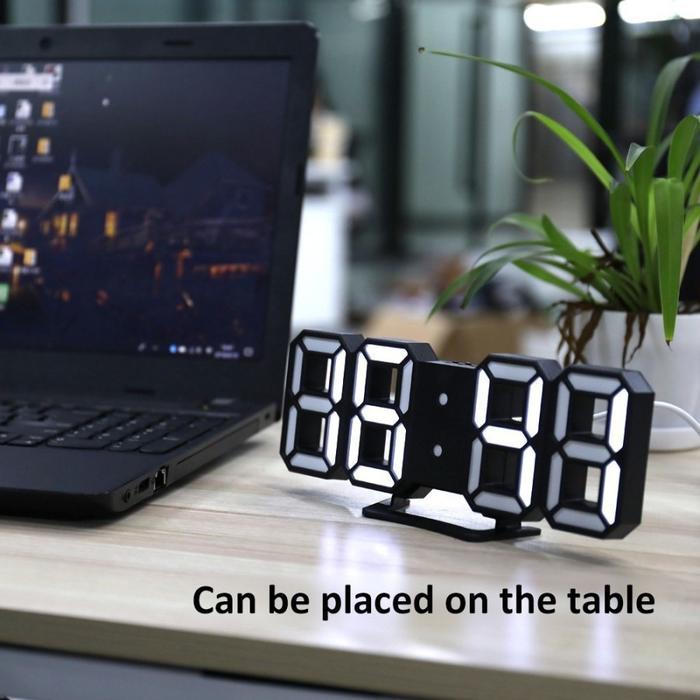 SOHA JD-01 PUTIH & HITAM Jam 3D Digital Dinding Meja LED Light Clock Minimalis Modern dengan Alarm 3