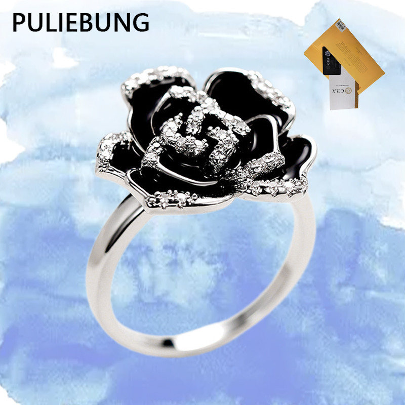 PULIEBUNG - Cincin Enamel Moissanite Bertabur Mikro Elegan Vintage