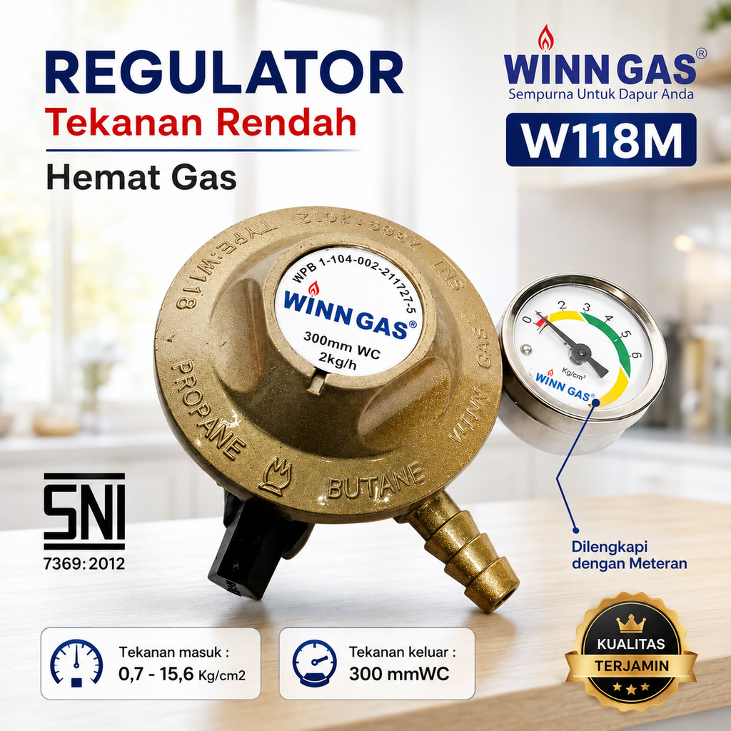 WINN Gas Regulator Gas 118 Meter - Kepala Gas Hemat & Aman SNI