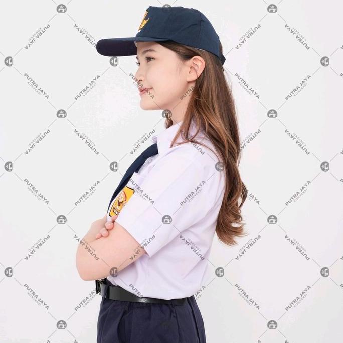 Seragam Rok Span Pendek SMP warna Biru Nagata drill Premium Floi 2 Fashion