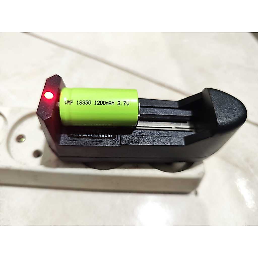Paket Baterai Charge Type 18350 3,7V 3000mAh + Charger / Batre senter 18350 3.7V / Batre mesin Cukur