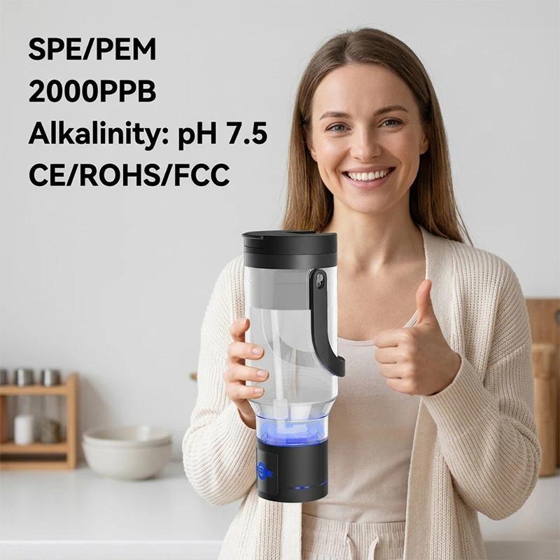 Hydrogen Water Bottle 750ml Portable Generator Tumbler with SPEPEM Technology Large Hydrogen Flask f
