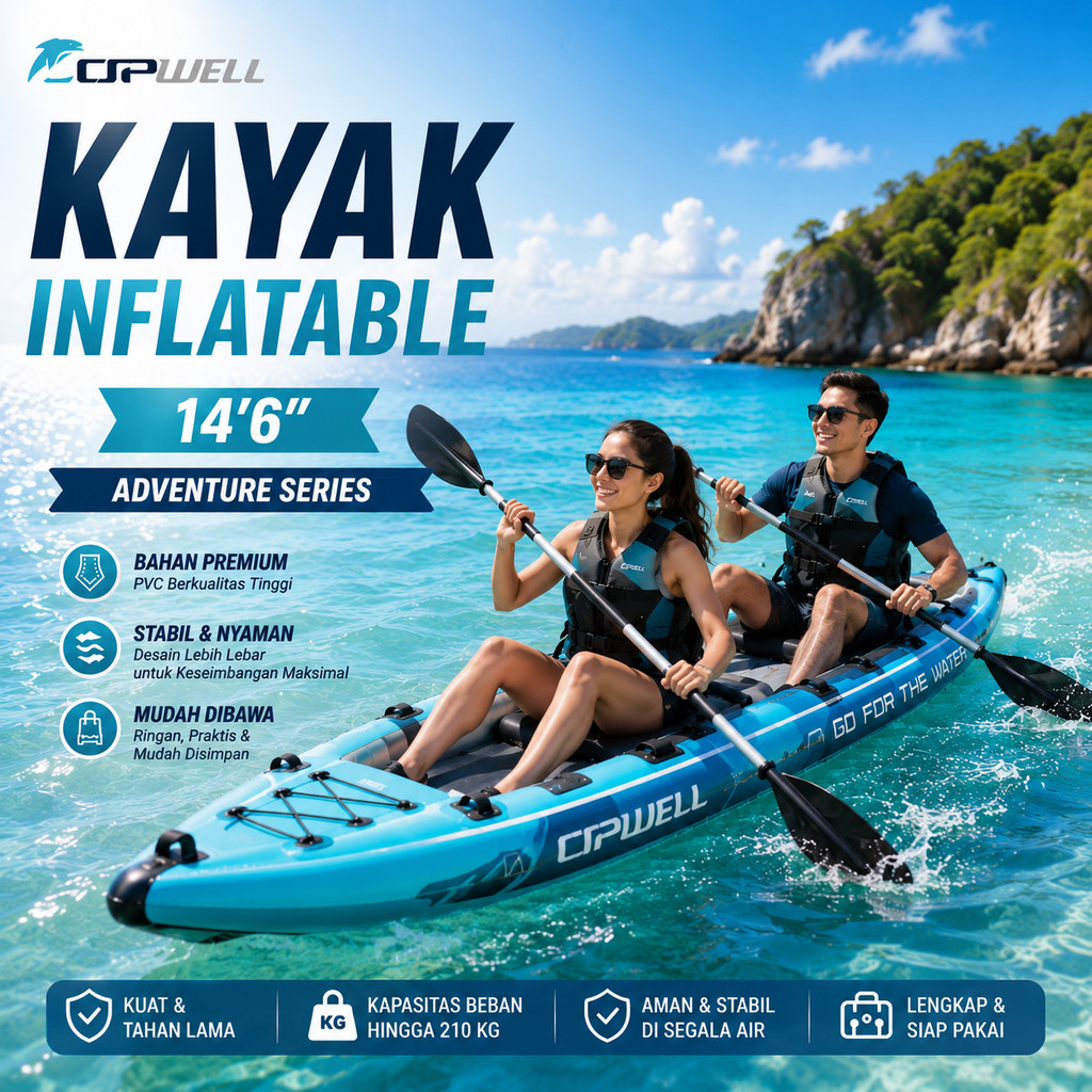 Perahu Kayak Perahu Kayak Sampan Perahu Dayung Full Set Carwell Canoe PVC Drop Stitch 2 Kursi Pompa