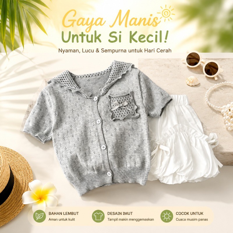 Gaun setengah badan bergaya balet untuk anak perempuan usia 2–8 tahun, bahan rajut katun lembut deng