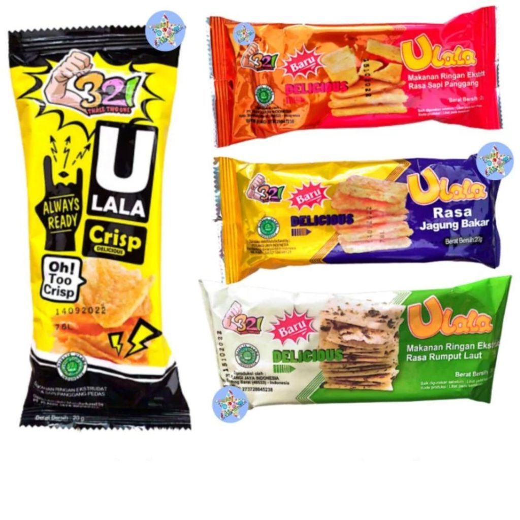 (10 PCS) ULALA Crisp 321 Keripik Kentang isi 10pcs/Pack Snack Ulala Renyah Garing