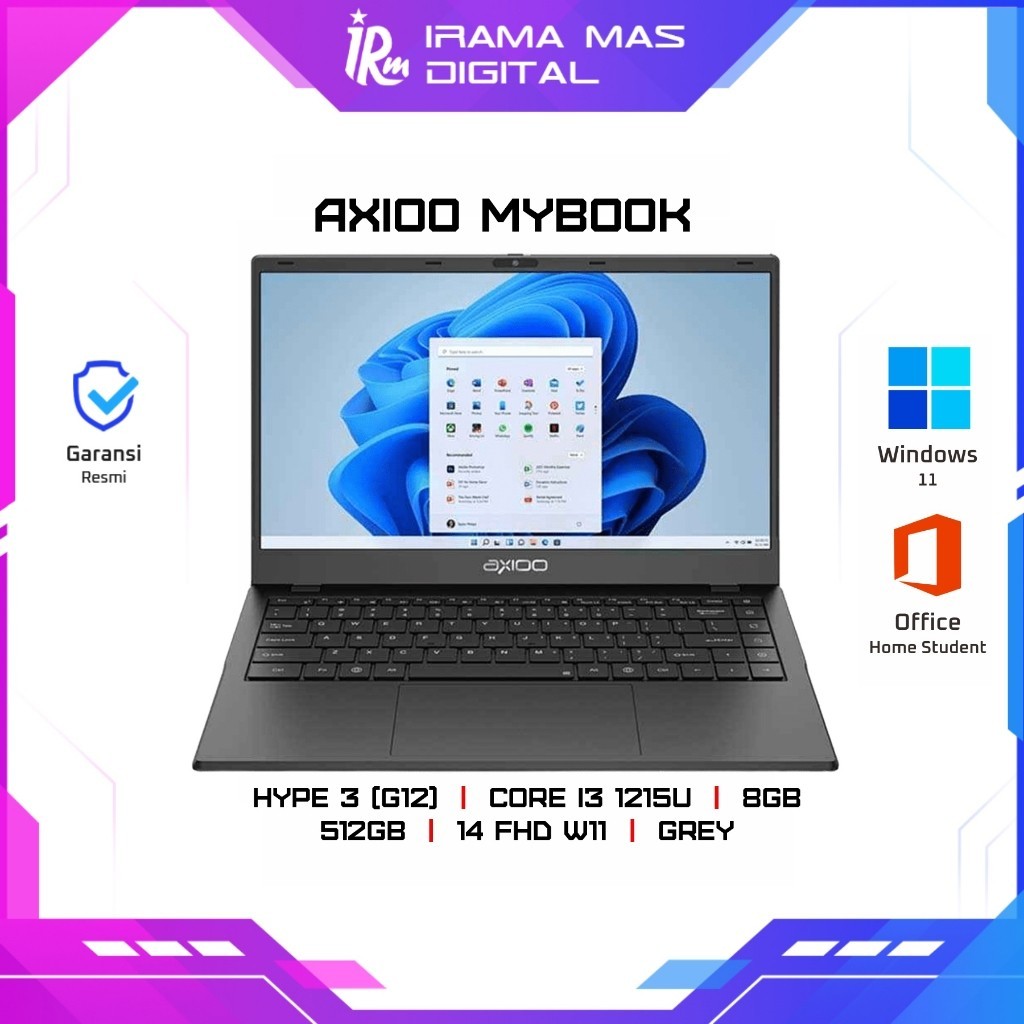 RABU HEMAT LAPTOP AXIOO MYBOOK HYPE 3 (G12) CORE I3 1215U/8GB/512GB/14 FHD/W11 - GREY (H3-C3C-085R1)