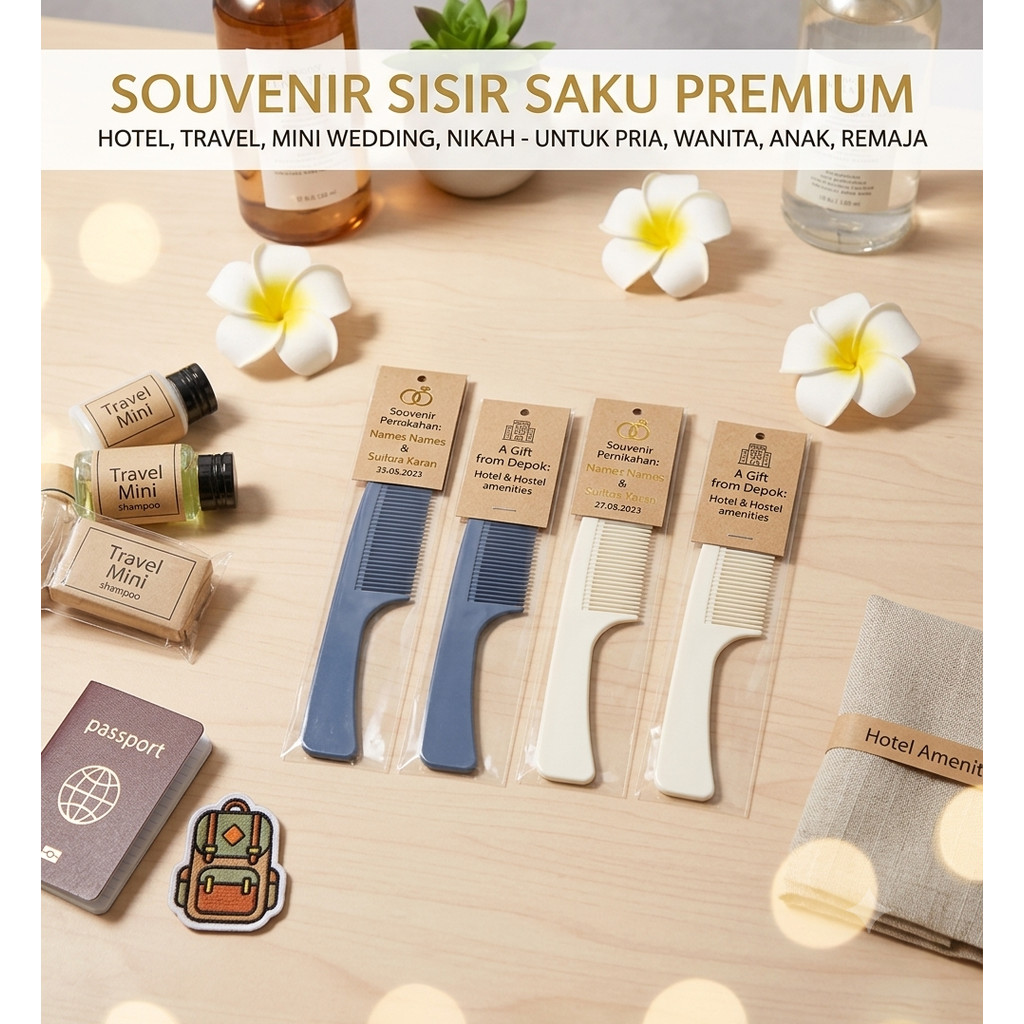 Souvenir Sisir Rambut Saku Hotel Hostel Travel Mini Wedding Pernikahan Nikah Pria Wanita Anak Remaja Hadiah Dompet Gel Perapih Penataan Rambut Pomade Barbershop 12cm 17Cm 17 CM Sealed Clean From Earth For Earth Dental Kit Putih Biru Navy Kecil Kuat