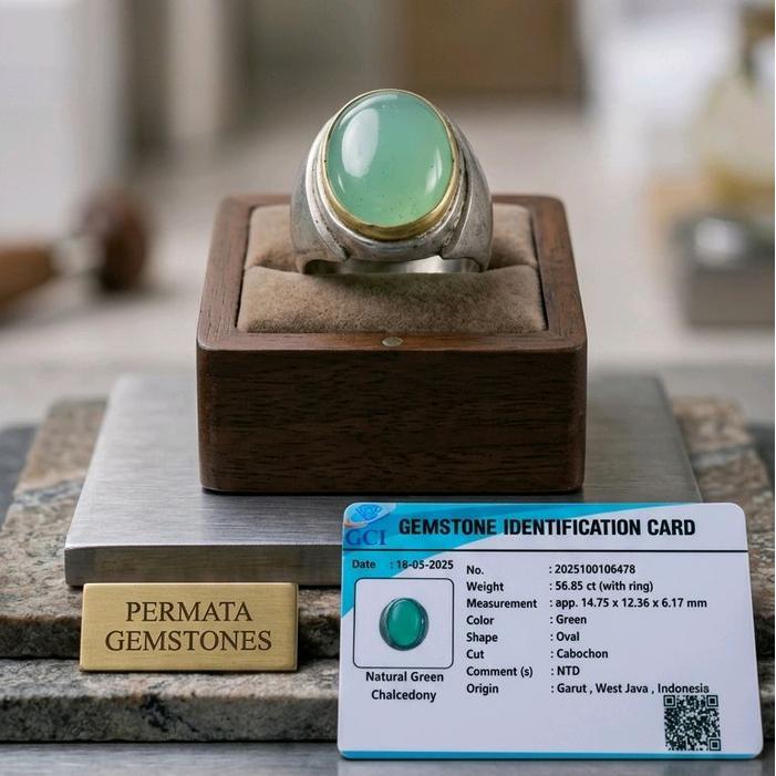 CINCIN IJO GARUT GREEN CHALCEODNY RIING TANAM INCLUDE DENGAN MEMO LAB - 6