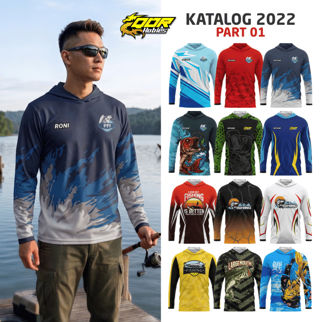 Jersey Custom Fishing QDR HOBIES Baju Mancing 2022 Part 01 Dryfit Full Printing Hoodie Lengan Panjan