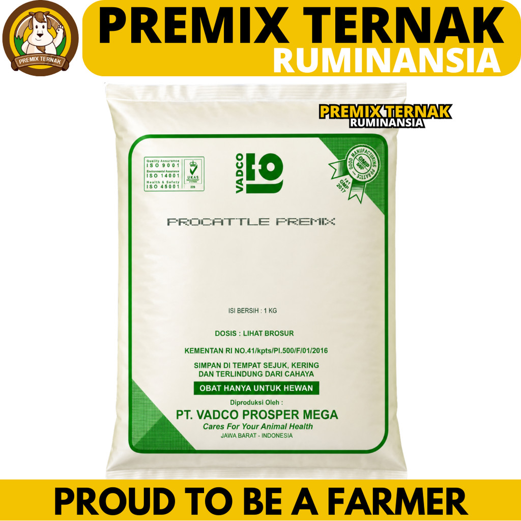 PROCATTLE PREMIX 1 KG VADCO - PRO CATTLE Premix VADCO Vitamin Mineral Sapi Potong Perah Kambing