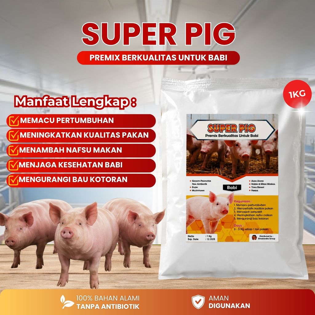 Super Pig 1 Kg - Premix Babi Berkualitas - Suplemen Babi Berkualitas - Suplemen Premix Babi