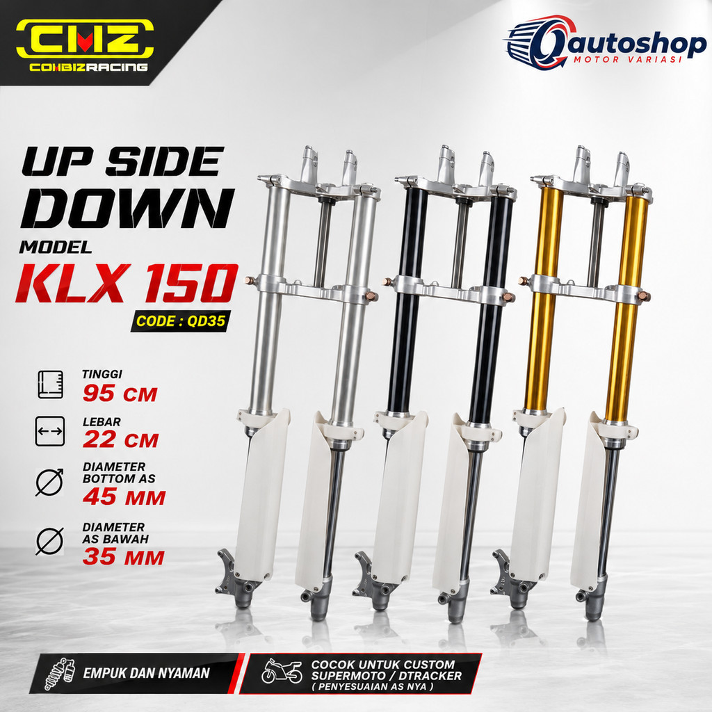 Shock Depan Upside Down USD KLX 150 BF Dtracker Vixion Scorpio Tiger Full CNC Gen 2