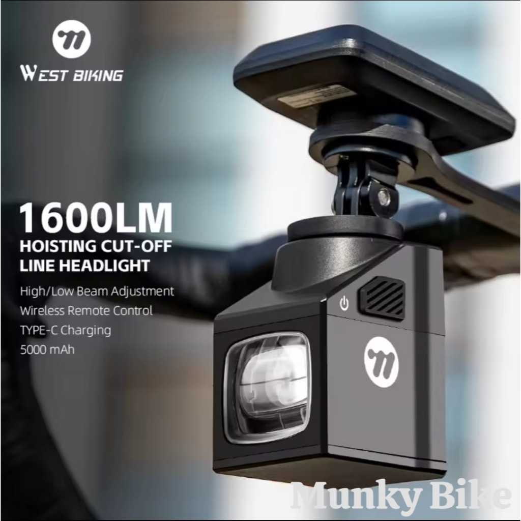 Foto West Biking Wireless Remote Front Lamp Lampu Depan Sepeda 1600 Lumens Bicycle Front Light