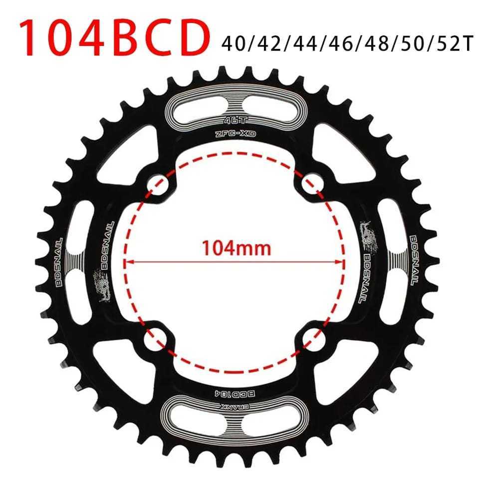 Foto Chainring BD Snail 44T 46T 48T 50T BCD 104 BCD narrow wide bulat round untuk single crank chainring