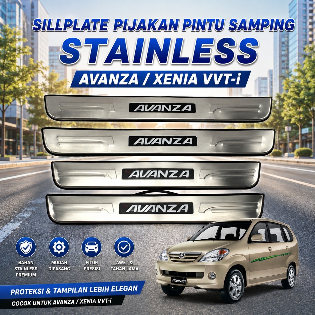 Sillplate samping / door sill plate  Stanless LED Nyala  OLD / NEW / ALL NEW Avanza / Veloz