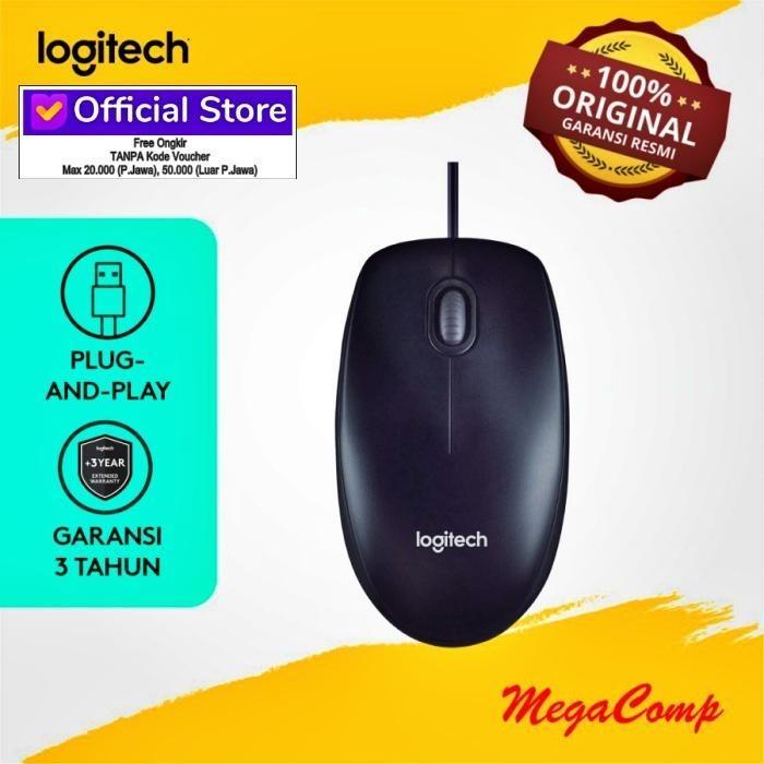Logitech Mouse M100R Optical Kenyamanan Kedua Tangan Kompatibel Windows macOS Linux Garansi 1 Tahun 