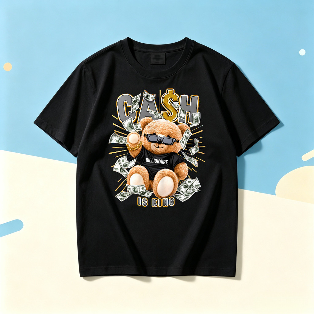 Kaos Katun Untuk Pria Wanita Dewasa Pecinta Uang Dan Teddy Bear Aesthetic Kata Kata Cash Billionaire