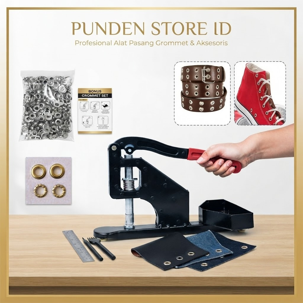 Mesin Press Mata Ayam Eyelet 10mm Hand Press Alat Pasang Banner Terpal 3 Roda