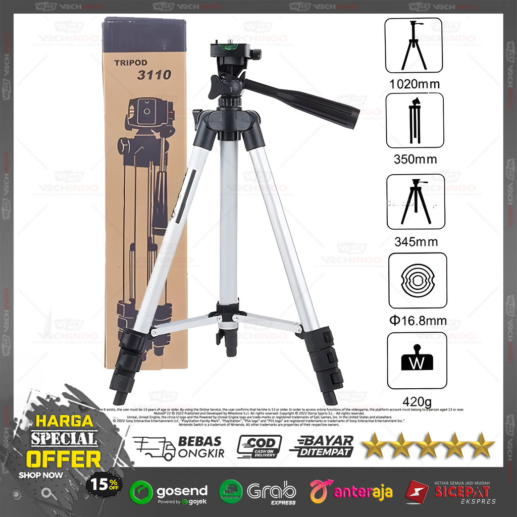 Tripod / Tripod HP / Camera Stand | 3110 Adjustable 3 Kaki Stabil Untuk Foto Video, Live & Video Cal