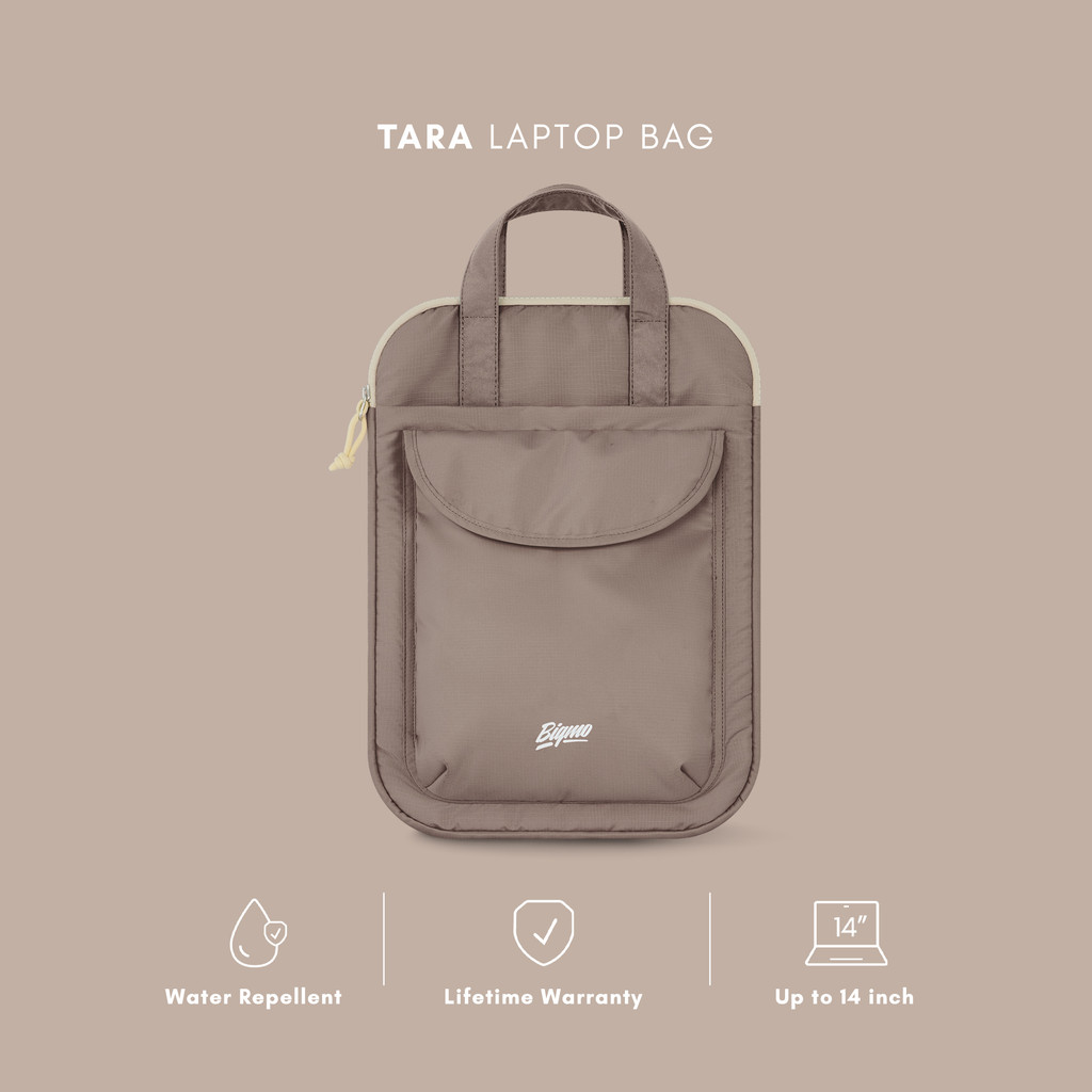 Bigmo Tas Laptop Kantor, Kerja, Kuliah, Sekolah Tara Laptop Bag 14" Anti Air - warna Warm Grey
