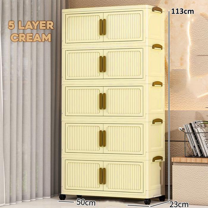 {EXTRA VOC 10%} TP AngolaLemari Lipat Storage Box Susun 5 Tingkat Tempat Penyimpanan Barang Kecil G5