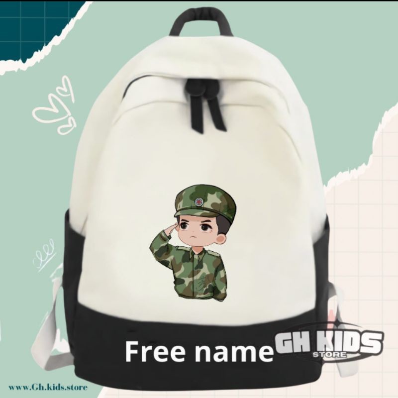 TAS RANSEL ANAK GAMBAR TENTARA FREE NAMA ANAK
