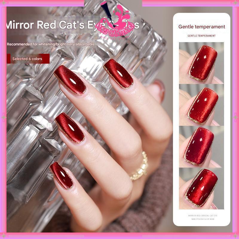 NEW Annies Red Maroon Cat Eye Merah Marun Glass Beads Color 10mL Nail Polish UV Gel Premium Quality