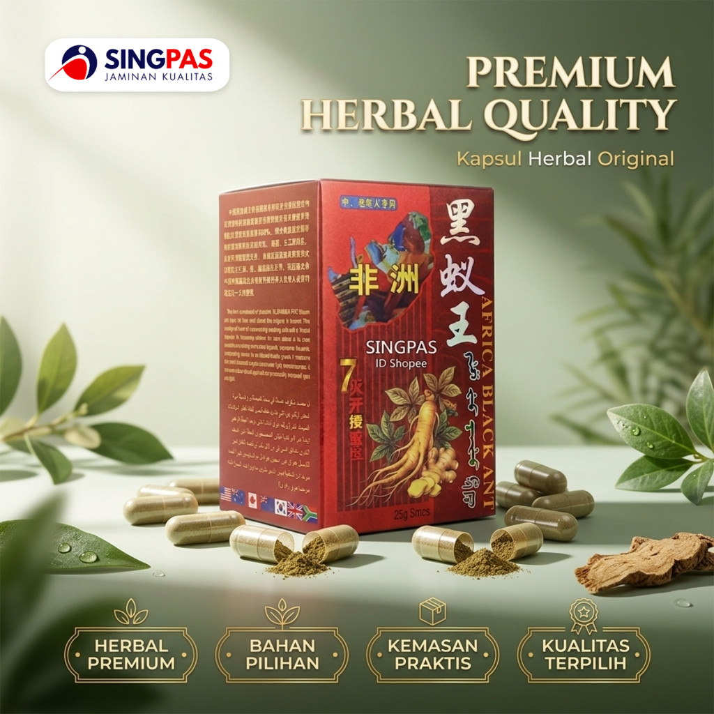 SEMUT HITAM Herbal Premium AFRICA BLACK ANT 9 Isi 18 Kapsul (9 Sachet)