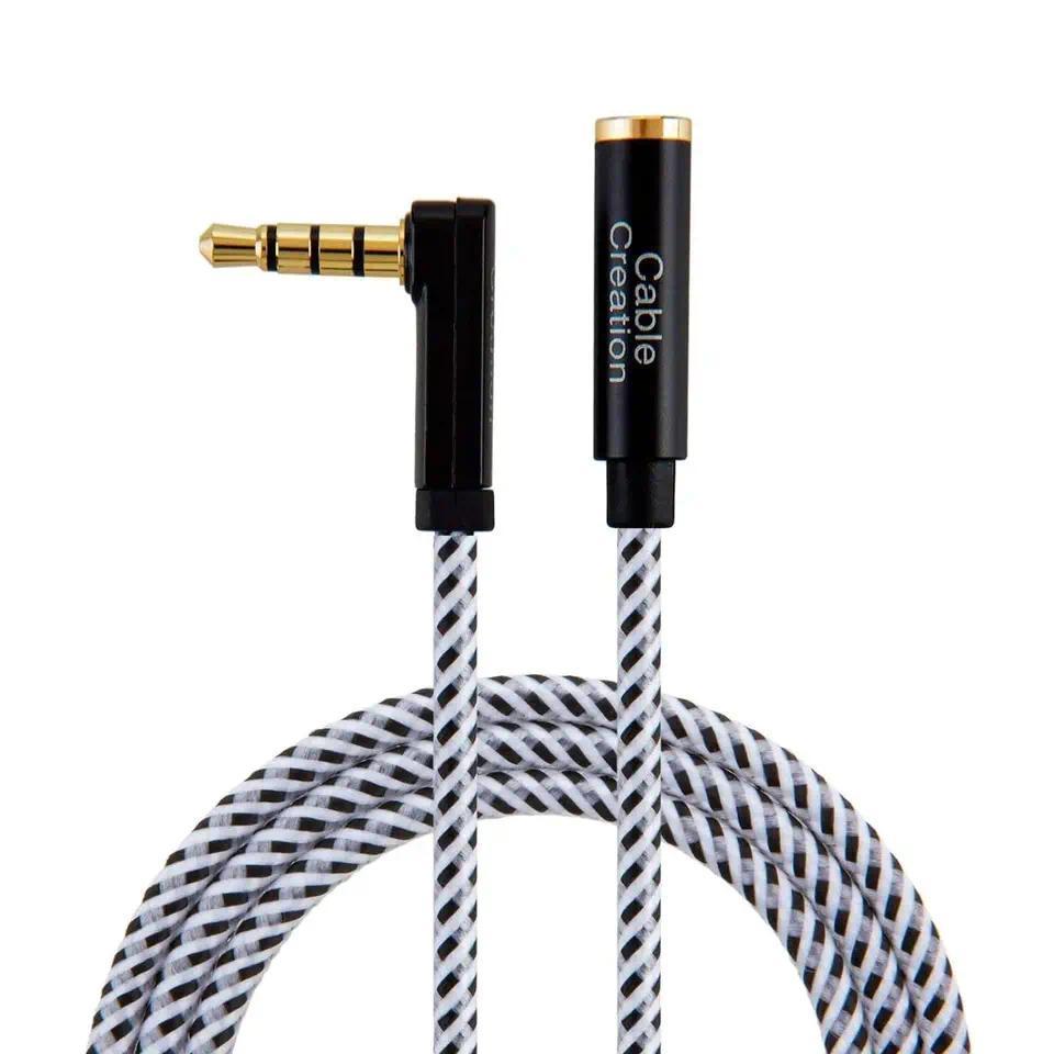 CableCreation Headphone Extension Cable, 90 Degree TRRS 35mm Male to Female Auo Extension Cable 4Con