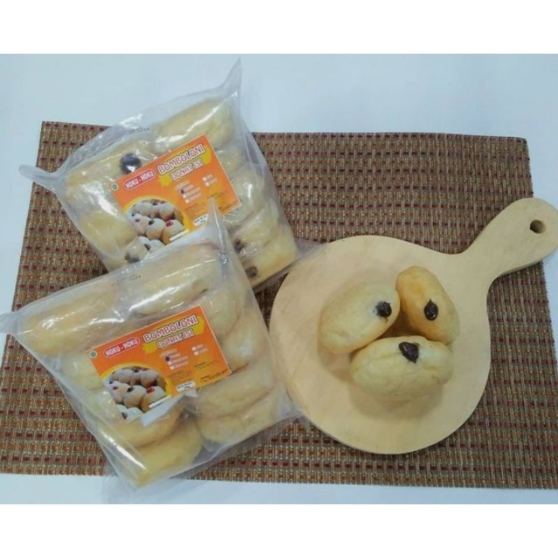 Hoku-Hoku Donat Bomboloni rasa coklat Isi 10 Pcs - Donat Bomboloni Lembut Manis Isian Coklat Lumer C