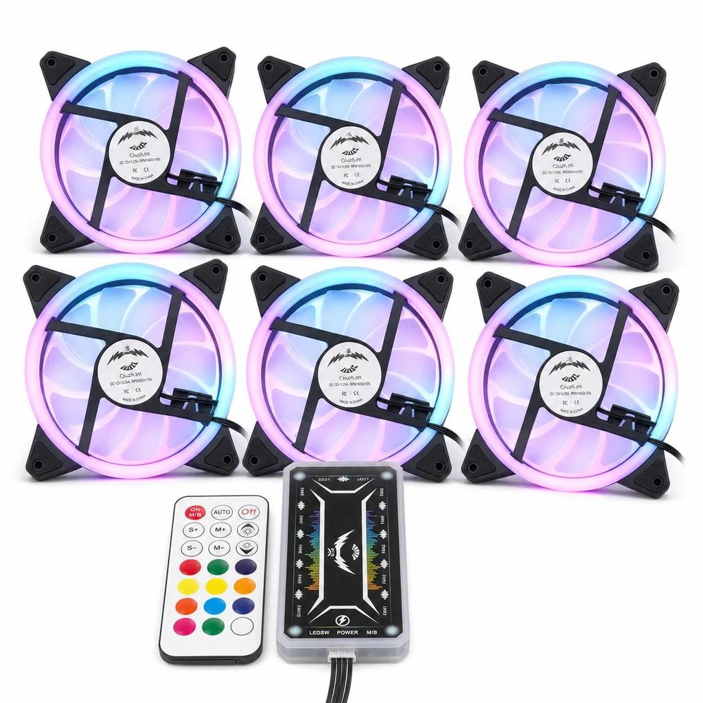 Computer Case PC Cooling Fan RGB Adjust LED 120mm Quiet + IR Remote New Computer Cooler Cooling RGB 