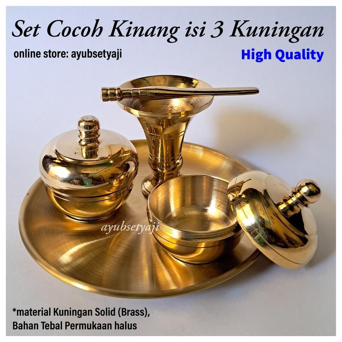 Alat Tumbuk Sirih Set cocoh Kinang isi 3 KUNINGAN Kinangan BRASS antik wadah kinang penumbuk sirih B