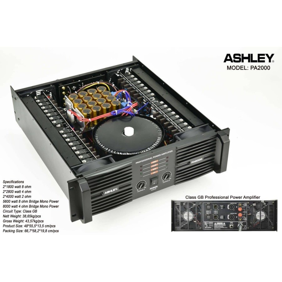 POWER AMPLIFIER ASHLEY PA2000 PA 2000 ORIGINAL