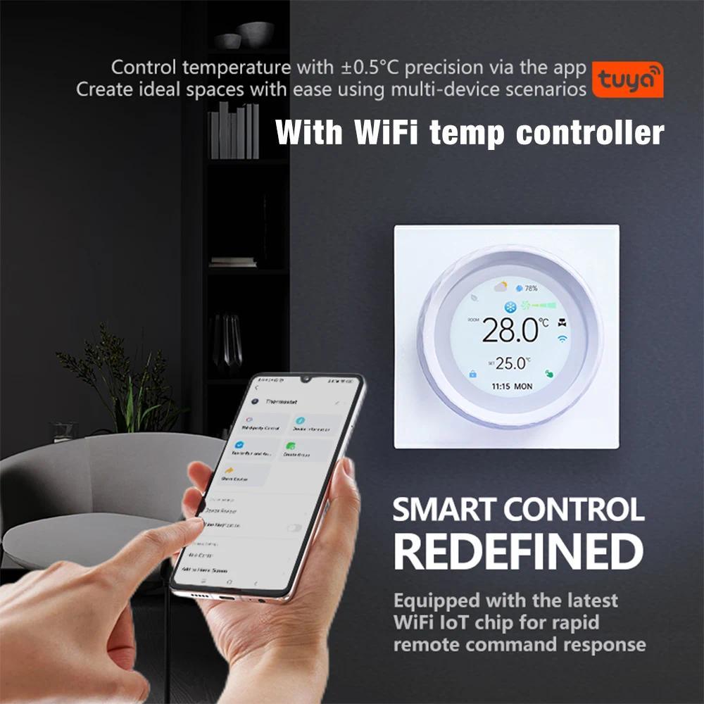 Tuya WiFi Smart Knob Thermostat BAC-2007ELW Room Fan Coil Unit Temperature Controller Programmable T