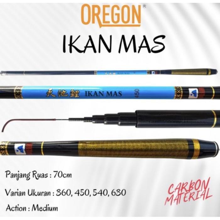 Joran Tegek Oregon Ikan Mas 360 450 Original Lentur Untuk Sungai Danau Waduk Laut Bisa COD