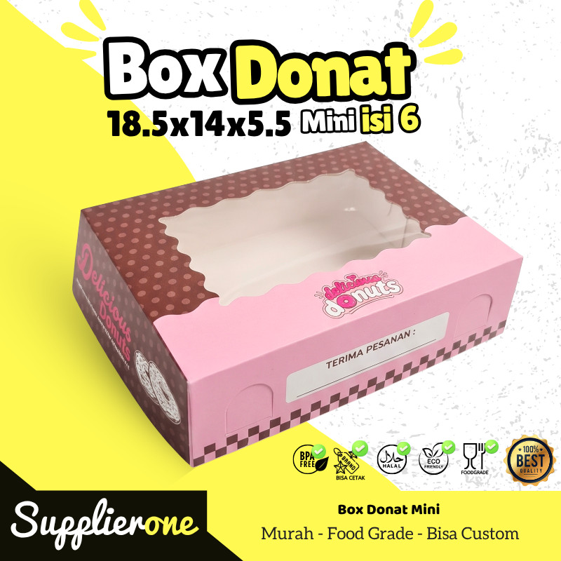 Box Donat Mini isi 6 | Dus Donat Mini | Dus Donat 18.5x14x5.5 cm