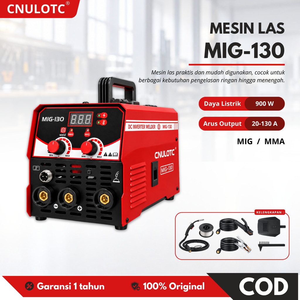 Cnulotc Mesin Las MIG-130 2 Fungsi Travo Las Portabel Bonus Aksesoris Lengkap