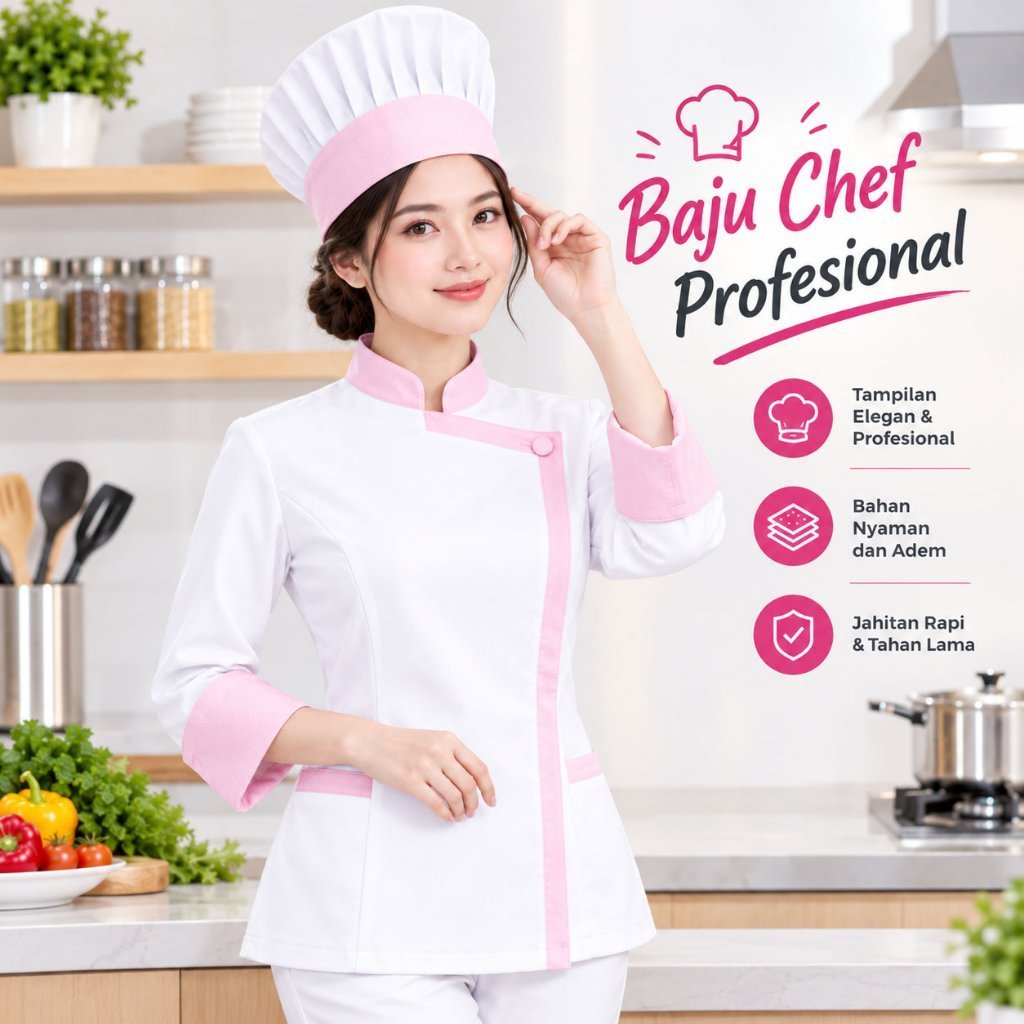 Jacket Chef Zipper Baju Koki Chef Seragam Kerja Chef Baju Koki