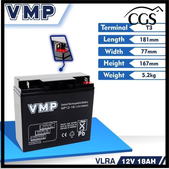 Aki UPS VMP 12V 18AH Baterai UPS Aki Kering Batere UPS Battery VRLA ORIGINAL BERGARANSI RESMI