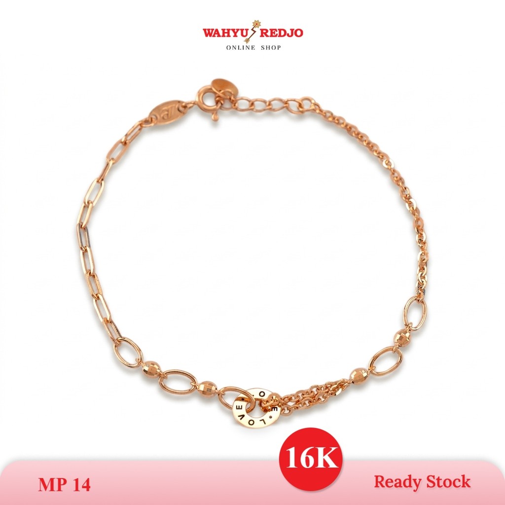 WAHYU REDJO - GELANG EMAS 16K LOTUS MODEL FANCY OVAL BULAT SIMPLE & ELEGAN (PMR)