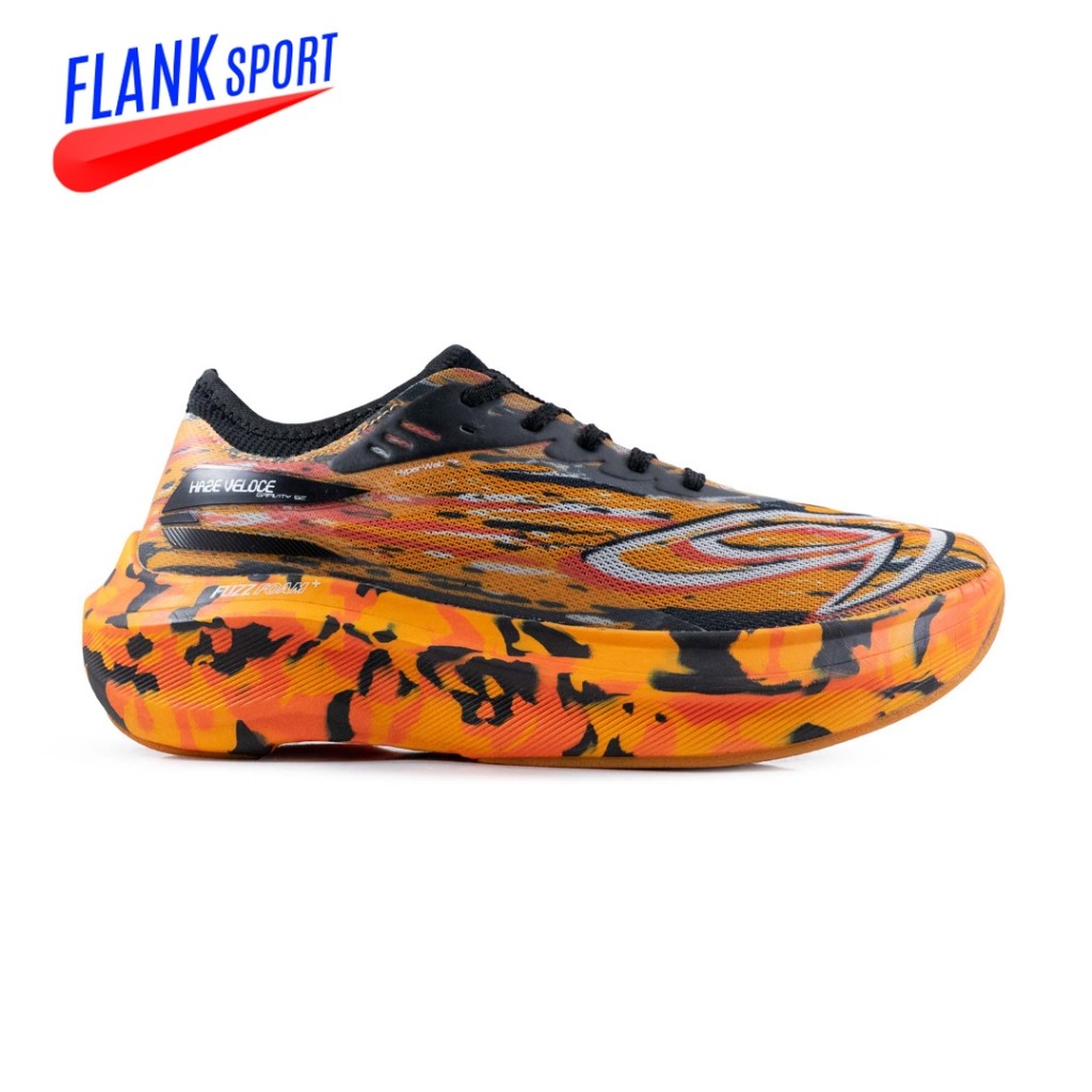 910 Nineten Haze Veloce Gravity Hitam/Orange/Jingga Sepatu Lari Fast Run, Daily Running