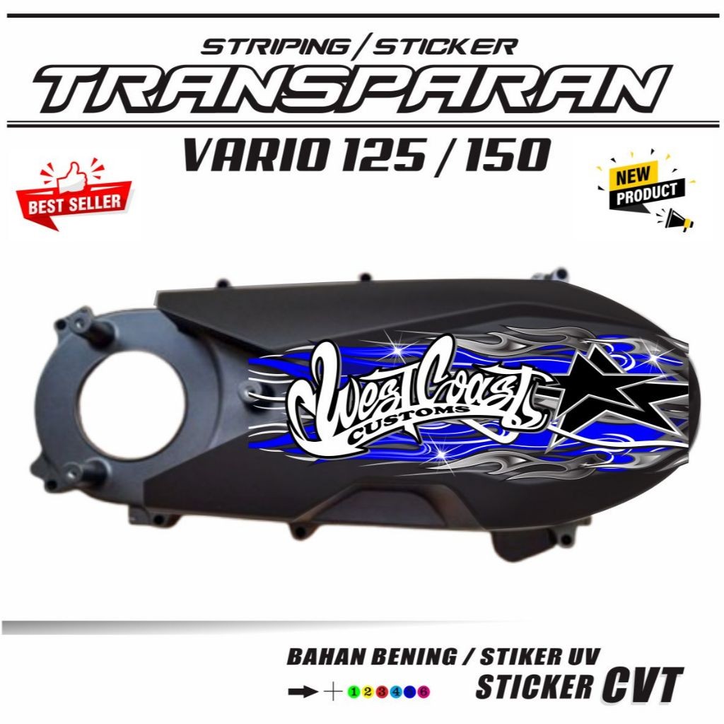 VARIASI STIKER BAK CVT TRANSPARAN BUAT VARIO / STRIPING CVT UV VARIASI