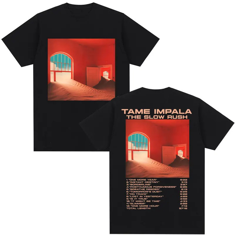 Harajuku Hip Hop Kaos Album Rock Band Tame Impala The Slow Rush Pria Wanita Hip Hop Fashion Vintage 