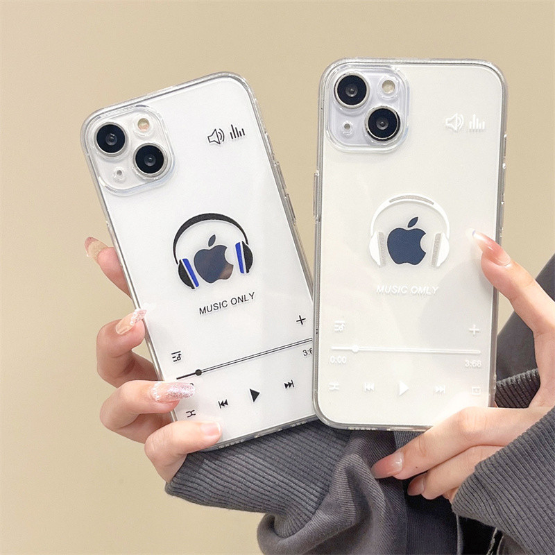 Softcase Musik Headset Keren OPPO jelas Transparan Anti slip asli OPPO A5 PRO A5X Reno 14F 14 PRO A3