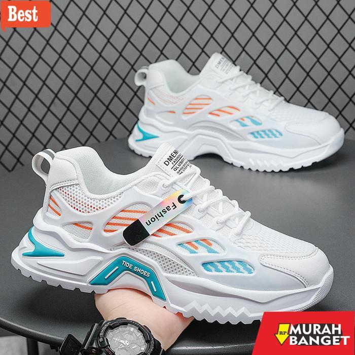 Sepatu pria import sneakers  cowok putih kekinian Casual Karet - Putih, 41